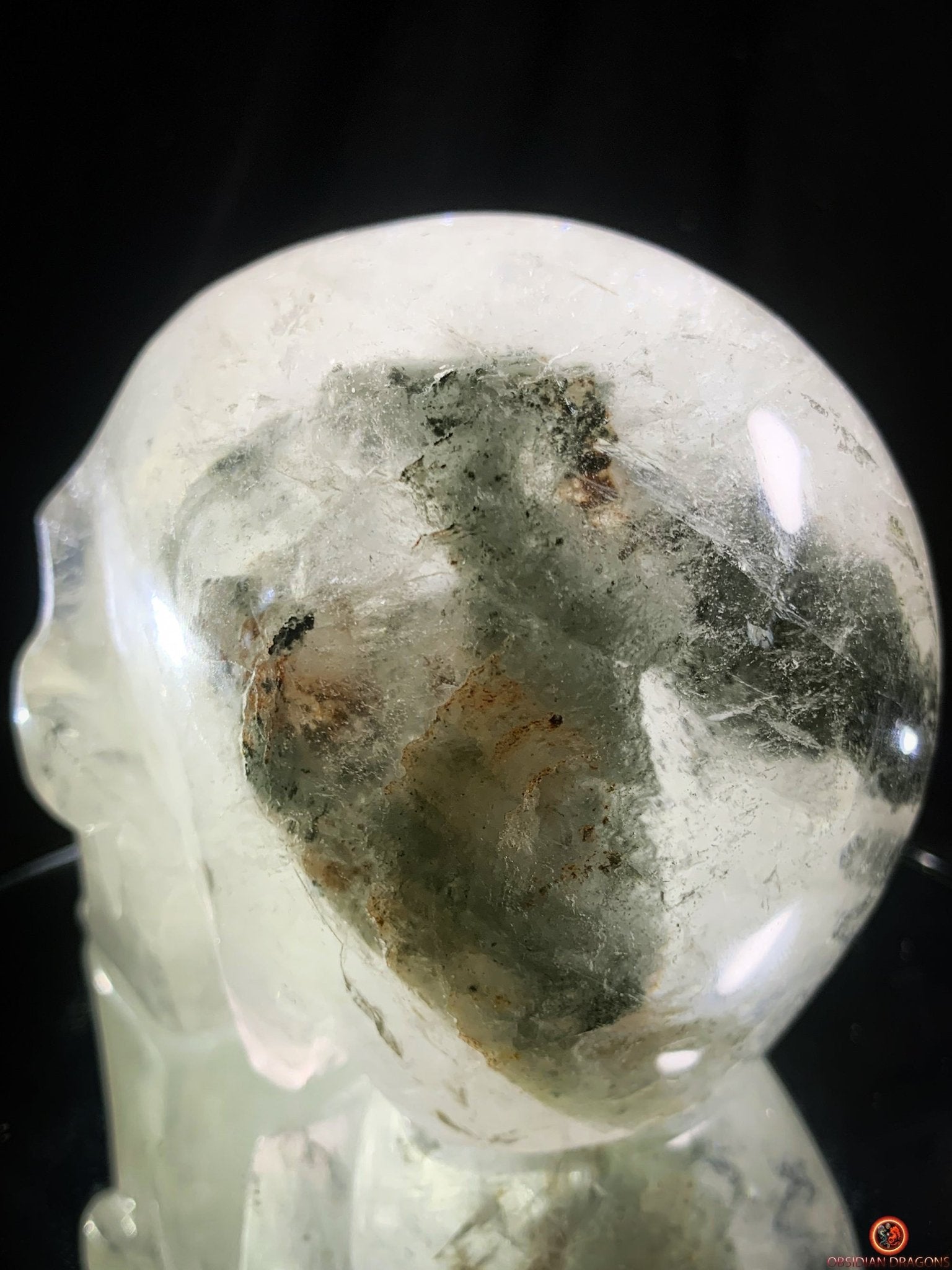 Crâne de Cristal en Quartz jardin – Crâne de cristal unique | obsidian dragons