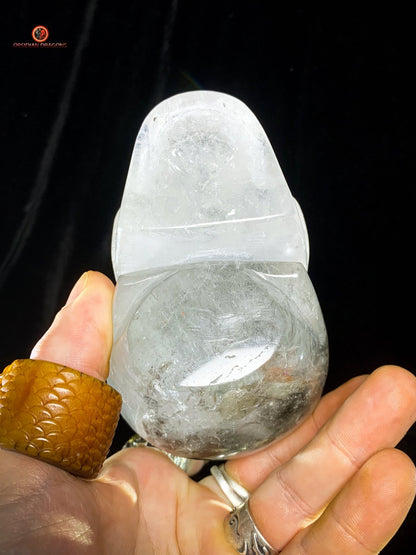 Crâne de Cristal en Quartz jardin – Crâne de cristal unique - obsidian dragons
