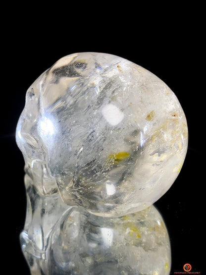 Crâne de Cristal en cristal de roche aux reflets arc-en-ciel | obsidian dragons