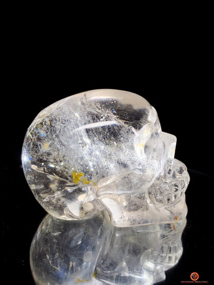 Crâne de Cristal en cristal de roche aux reflets arc-en-ciel | obsidian dragons