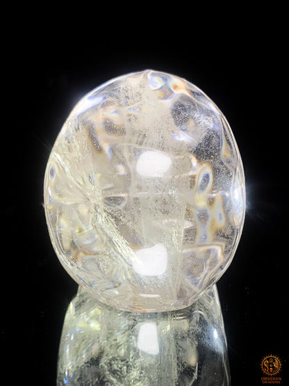 Crâne de Cristal  en cristal de roche - sang de la terre | obsidian dragons