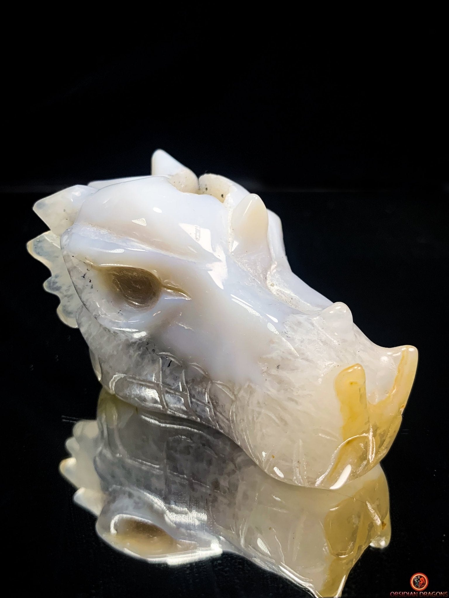 Crâne de Dragon Géode de Quartz et Agate – Ancrage Spirituel | obsidian dragons