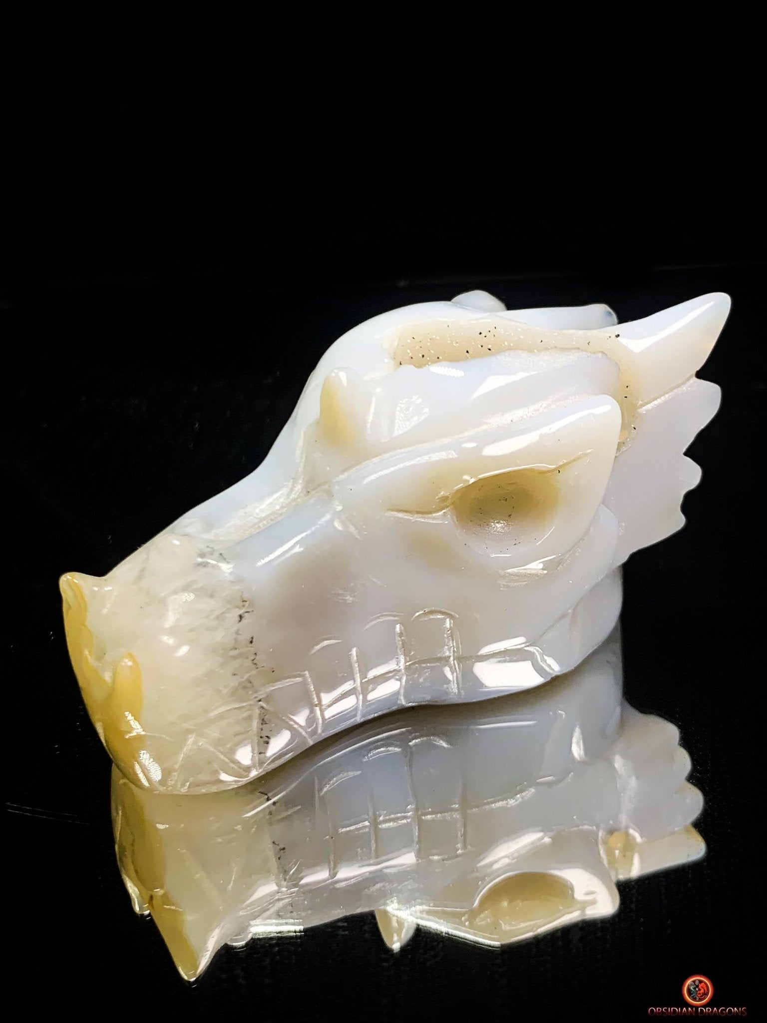 Crâne de Dragon Géode de Quartz et Agate – Ancrage Spirituel | obsidian dragons