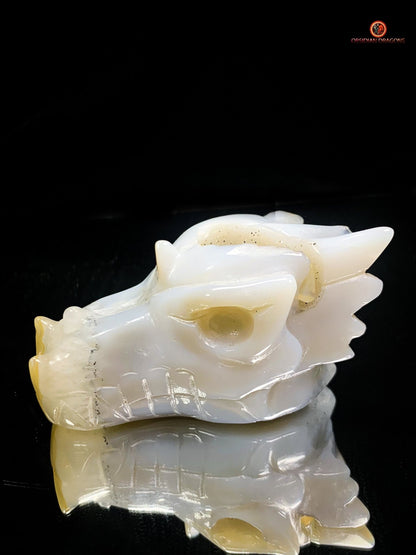 Crâne de Dragon Géode de Quartz et Agate – Ancrage Spirituel | obsidian dragons