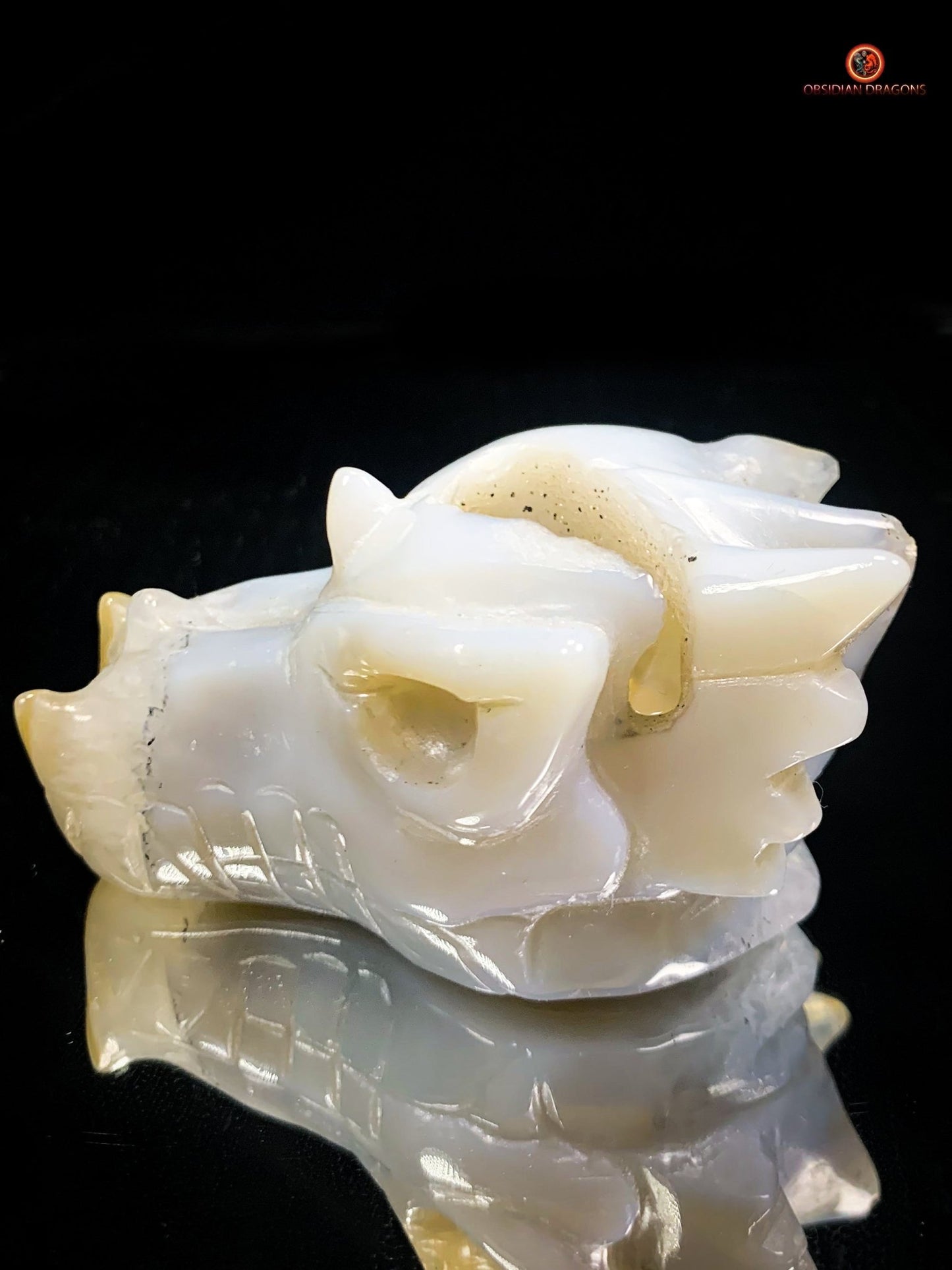 Crâne de Dragon Géode de Quartz et Agate – Ancrage Spirituel | obsidian dragons