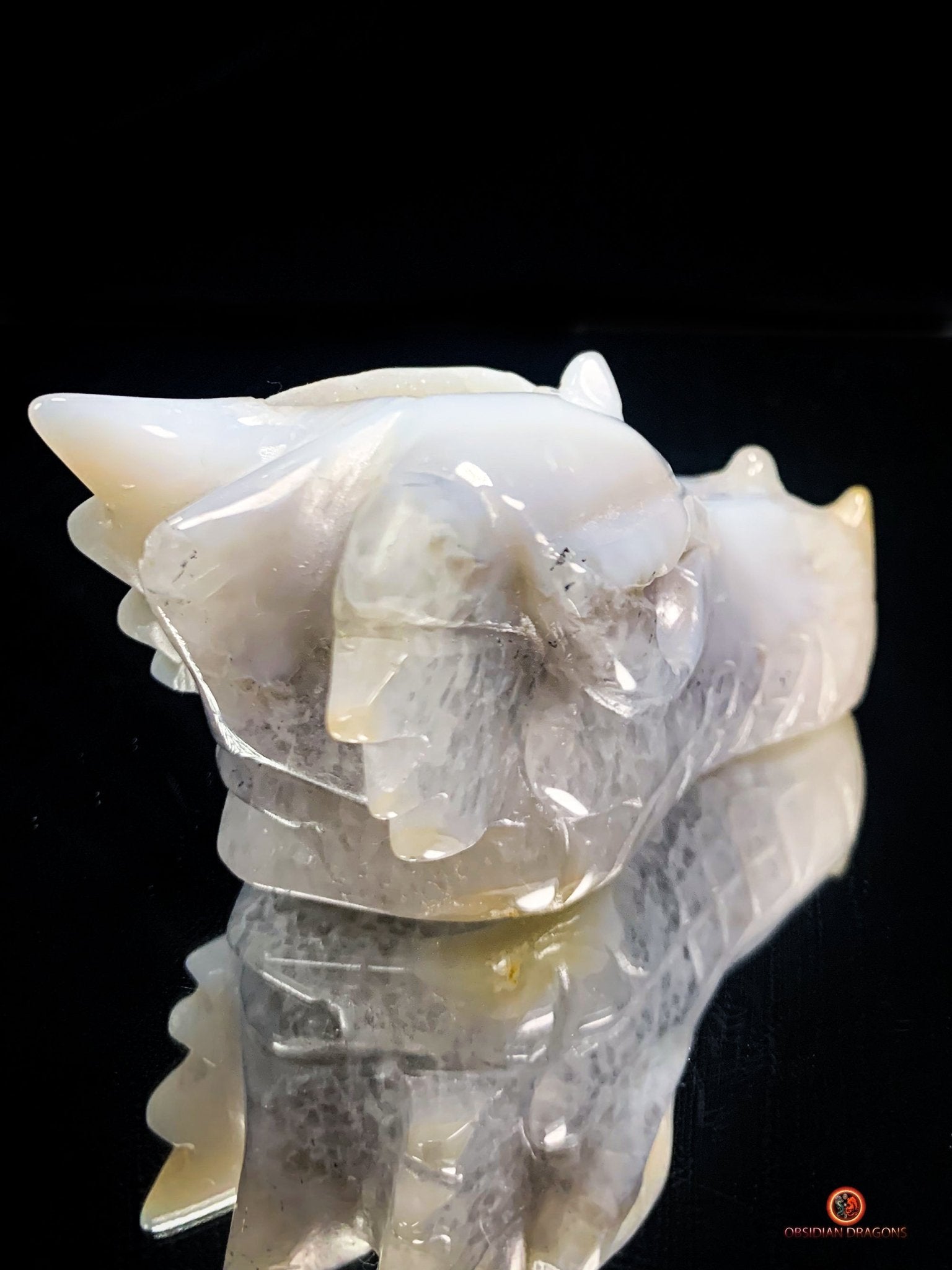 Crâne de Dragon Géode de Quartz et Agate – Ancrage Spirituel | obsidian dragons