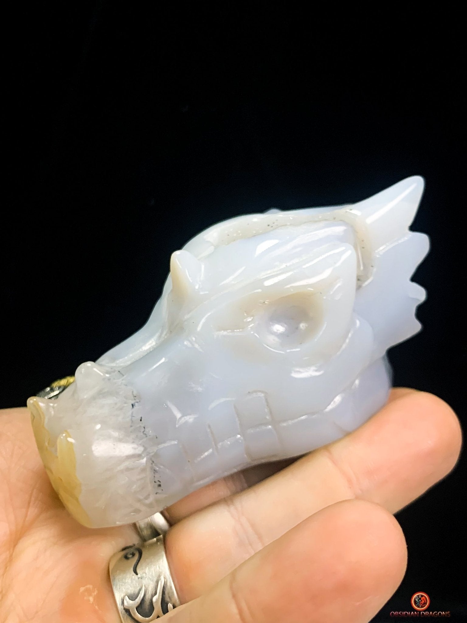 Crâne de Dragon Géode de Quartz et Agate – Ancrage Spirituel | obsidian dragons