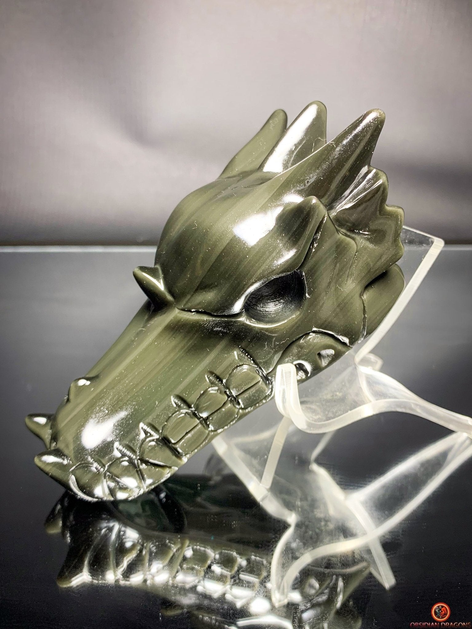 Crâne de Dragon en Obsidienne Œil Céleste – Essence Tellurique | obsidian dragons