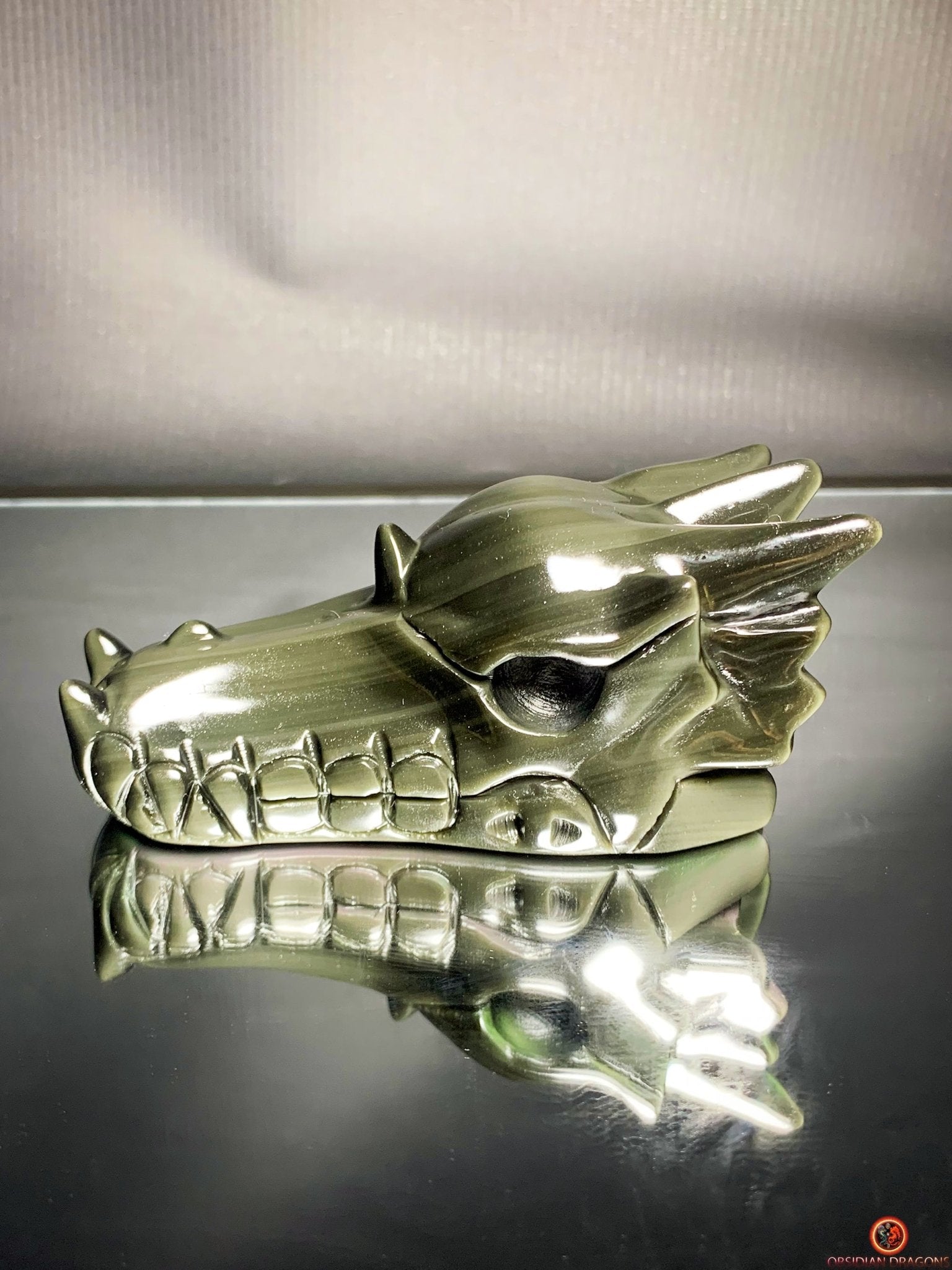 Crâne de Dragon en Obsidienne Œil Céleste – Essence Tellurique | obsidian dragons