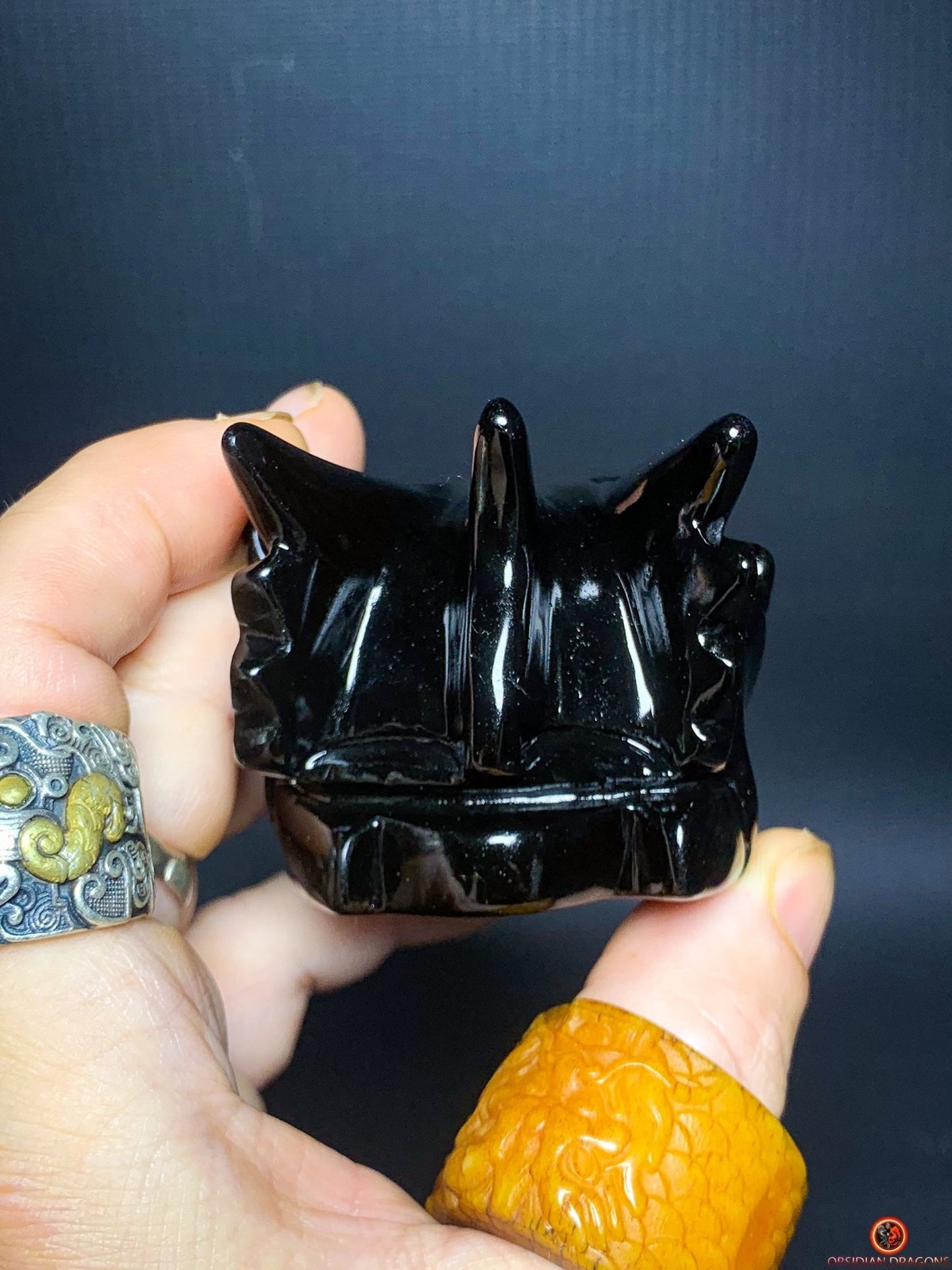Crâne de Dragon en Obsidienne Œil Céleste – Essence Tellurique