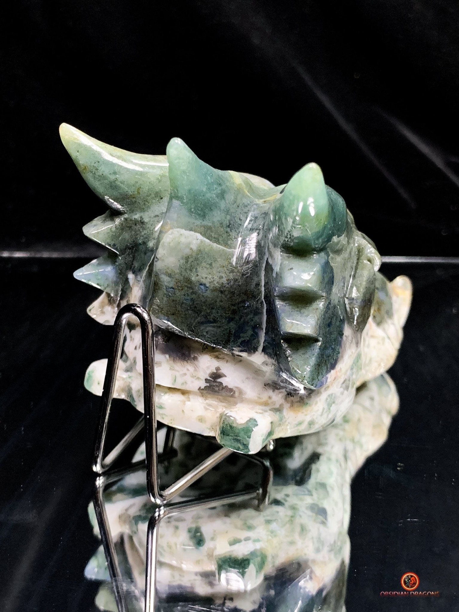 Crâne de Dragon en Agate Mousse - Transformation Intérieure | obsidian dragons