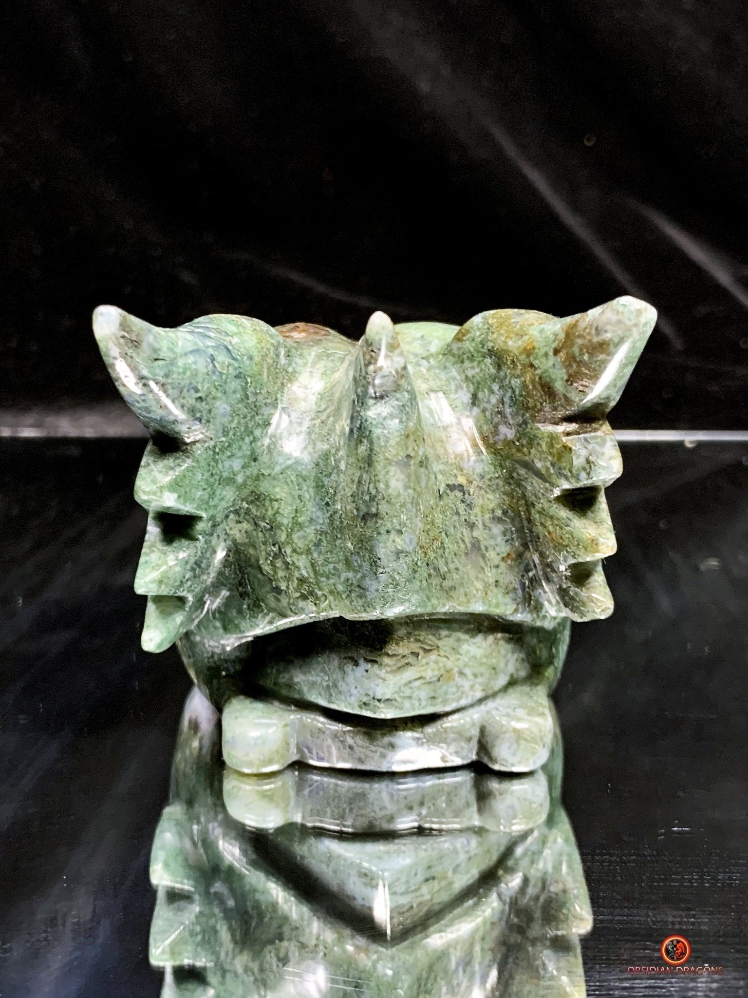 Crâne de Dragon en Agate Mousse - Transformation Spirituelle | obsidian dragons