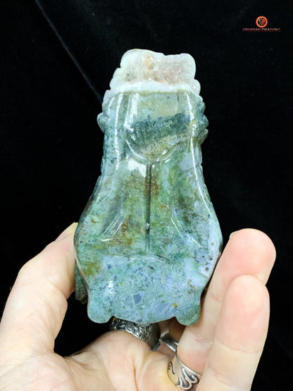 Crâne de Dragon en Agate Mousse - Transformation Spirituelle | obsidian dragons