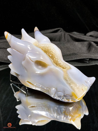 Crâne de Dragon en Géode de Quartz - Éveil Énergétique | obsidian dragons