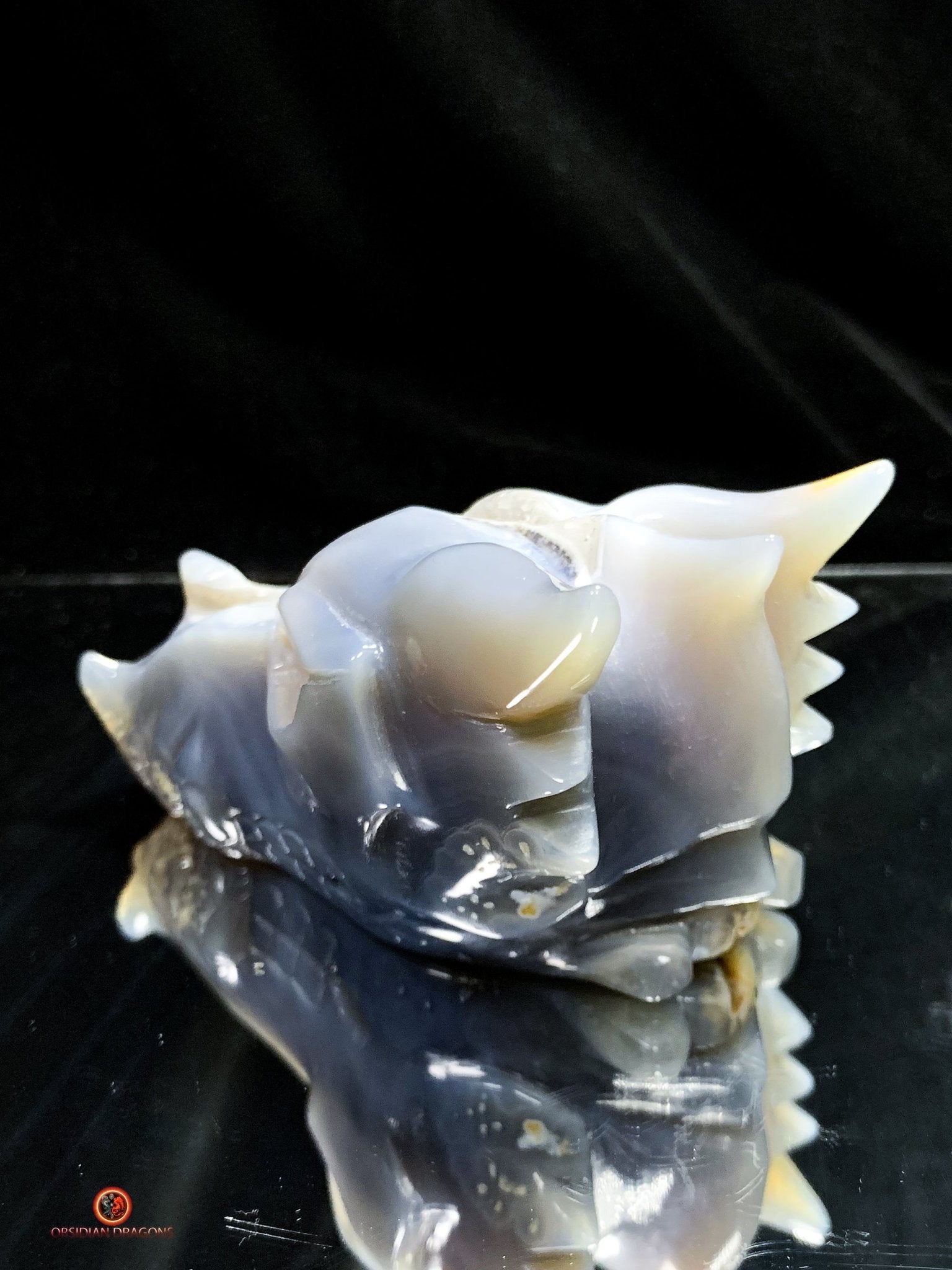 Crâne de Dragon en Géode de Quartz – Éveil et Protection | obsidian dragons