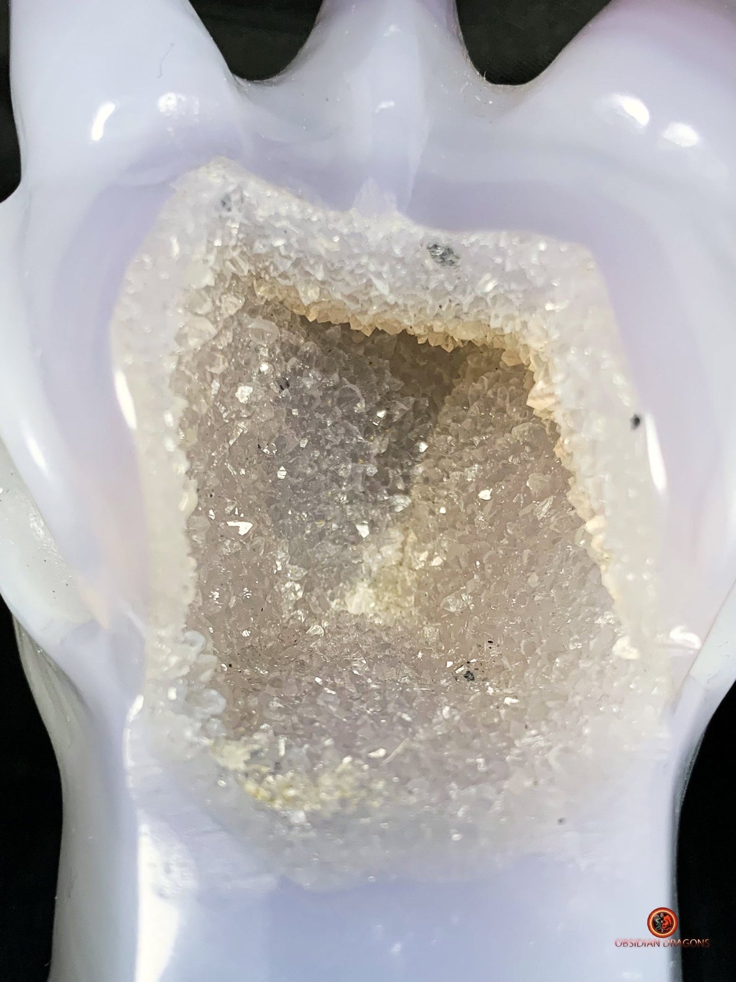 Crâne de Dragon en Géode de Quartz – Harmonie Spirituelle | obsidian dragons