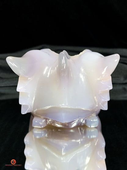 Crâne de Dragon en Géode de Quartz – Harmonie Spirituelle | obsidian dragons