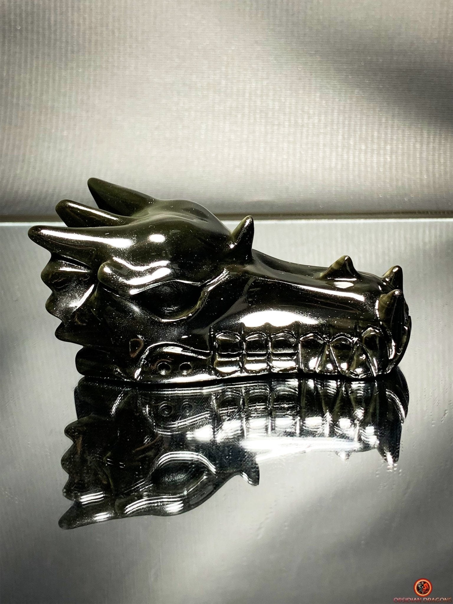 Crâne de Dragon en Obsidienne Œil Céleste – Aura Mystique | obsidian dragons