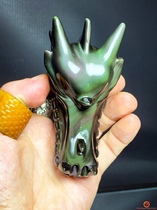 Crâne de Dragon en Obsidienne Œil Céleste – Aura Mystique | obsidian dragons