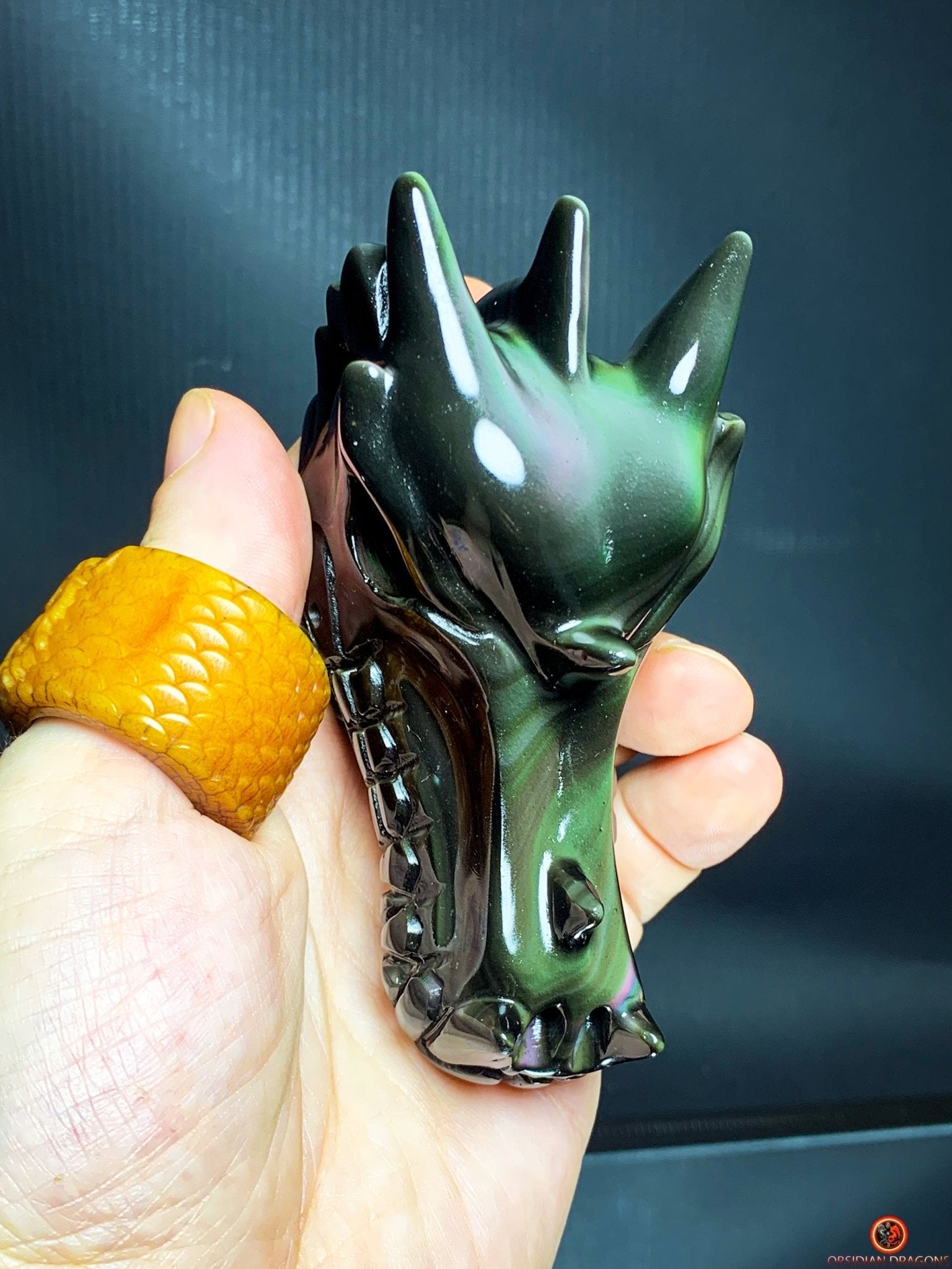 Crâne de Dragon en Obsidienne Œil Céleste – Aura Mystique | obsidian dragons