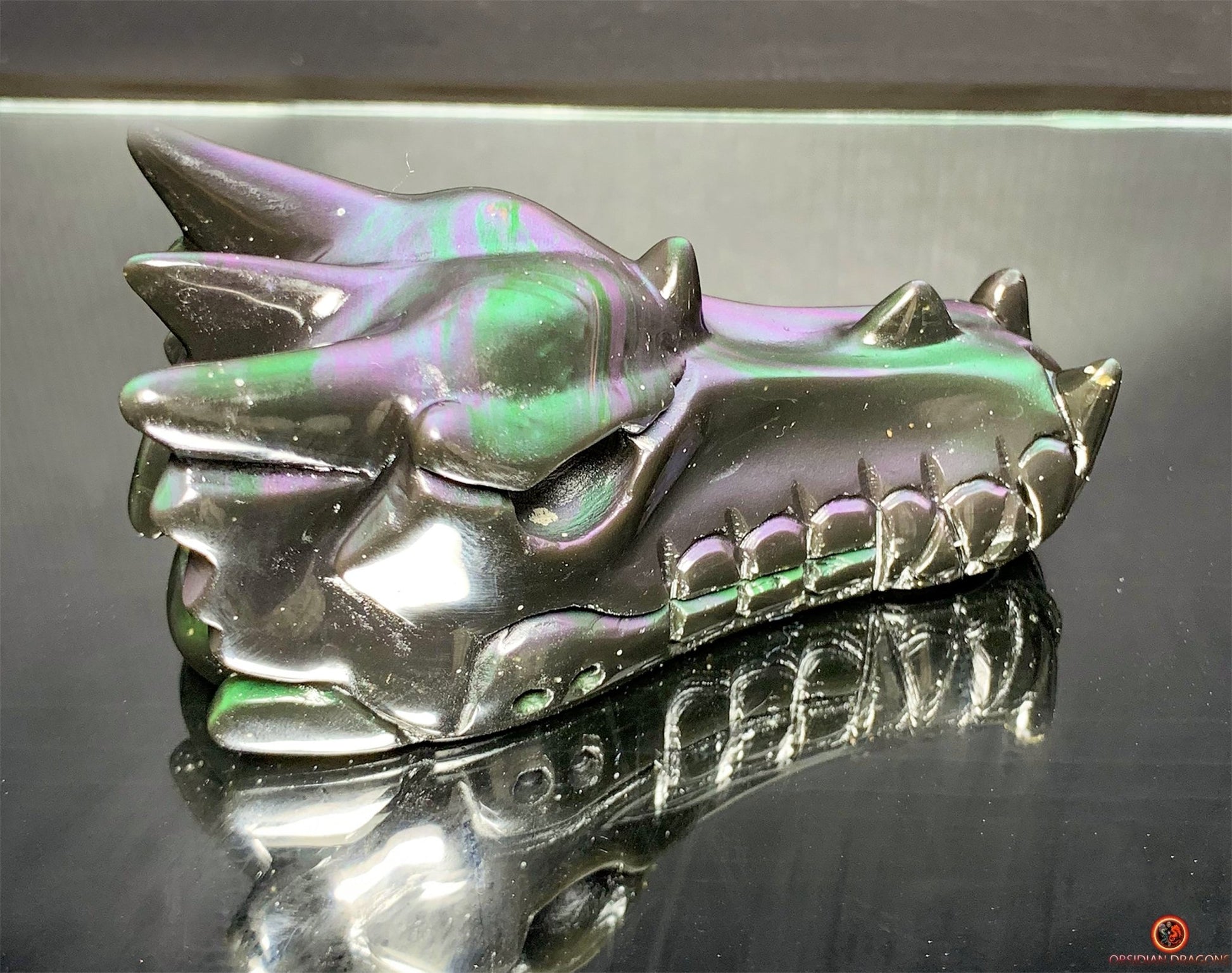 Crâne de Dragon en Obsidienne Œil Céleste – Aura Primordiale | obsidian dragons