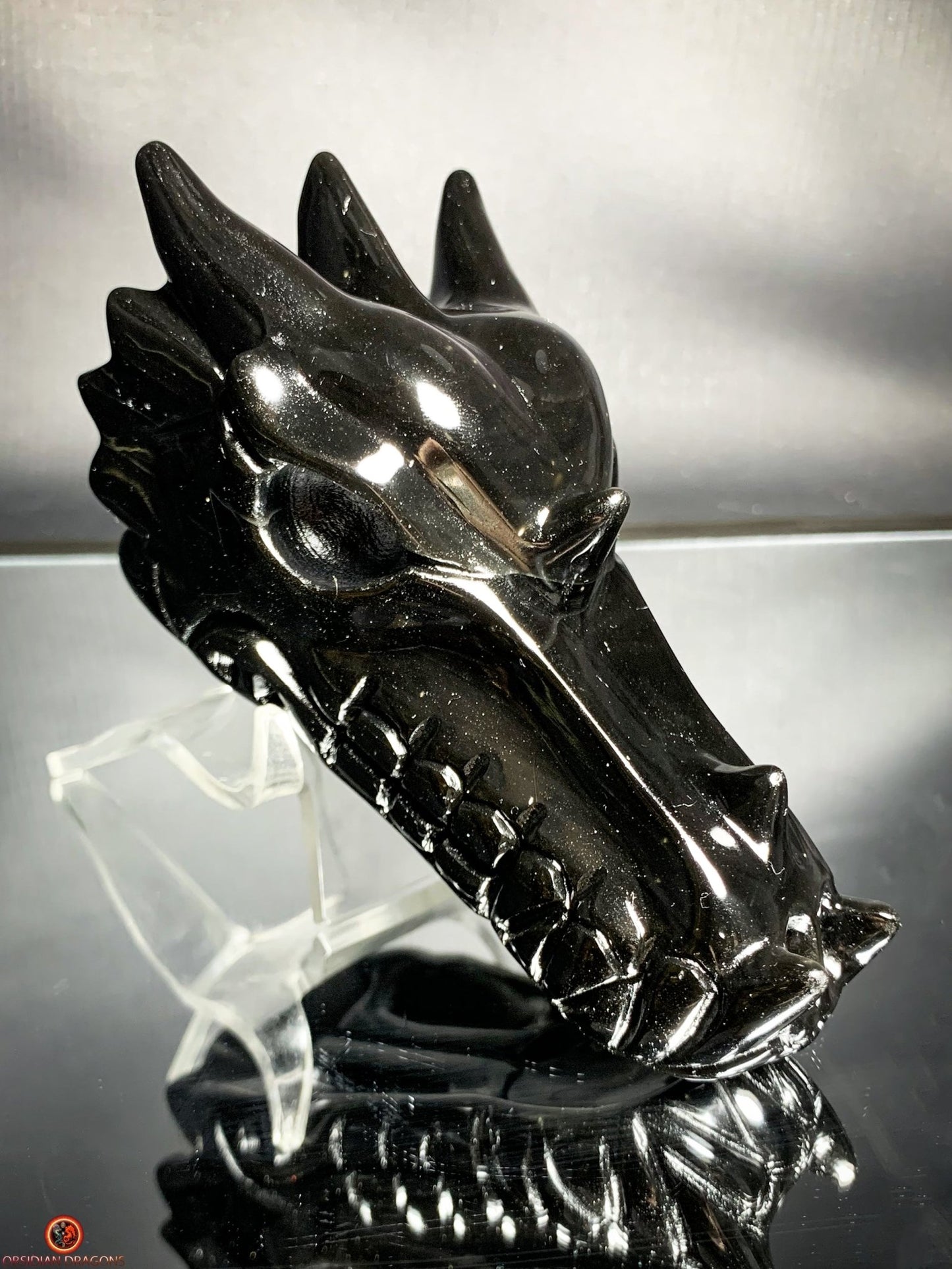 Crâne de Dragon en Obsidienne Œil Céleste - Éveil Astral | obsidian dragons