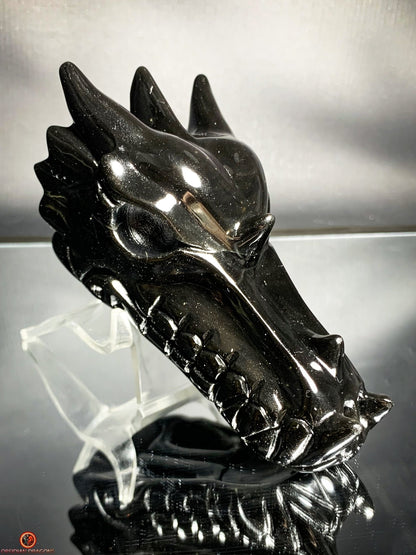 Crâne de Dragon en Obsidienne Œil Céleste - Éveil Astral | obsidian dragons