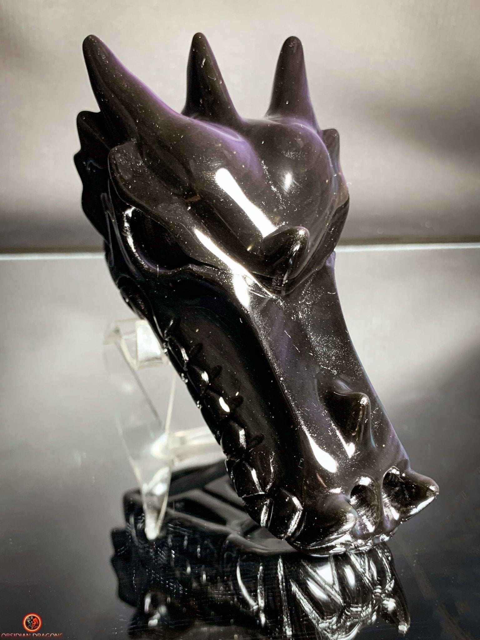 Crâne de Dragon en Obsidienne Œil Céleste - Éveil Astral | obsidian dragons