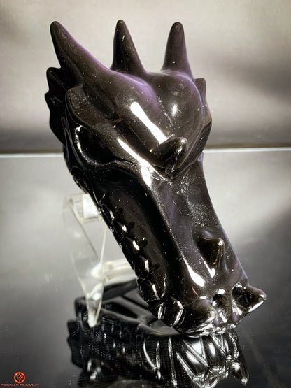 Crâne de Dragon en Obsidienne Œil Céleste - Éveil Astral | obsidian dragons