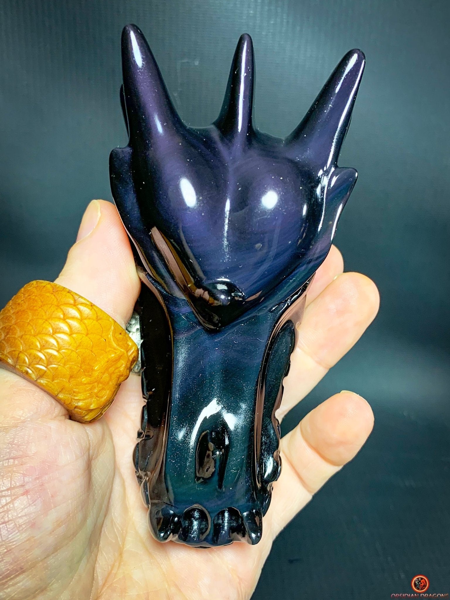 Crâne de Dragon en Obsidienne Œil Céleste - Éveil Astral | obsidian dragons
