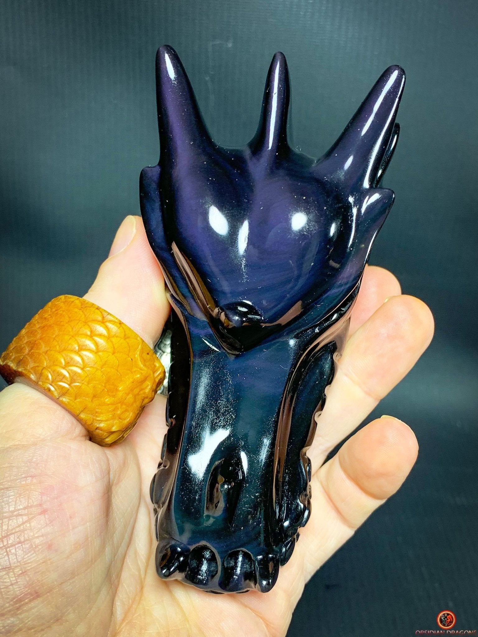 Crâne de Dragon en Obsidienne Œil Céleste - Éveil Astral | obsidian dragons