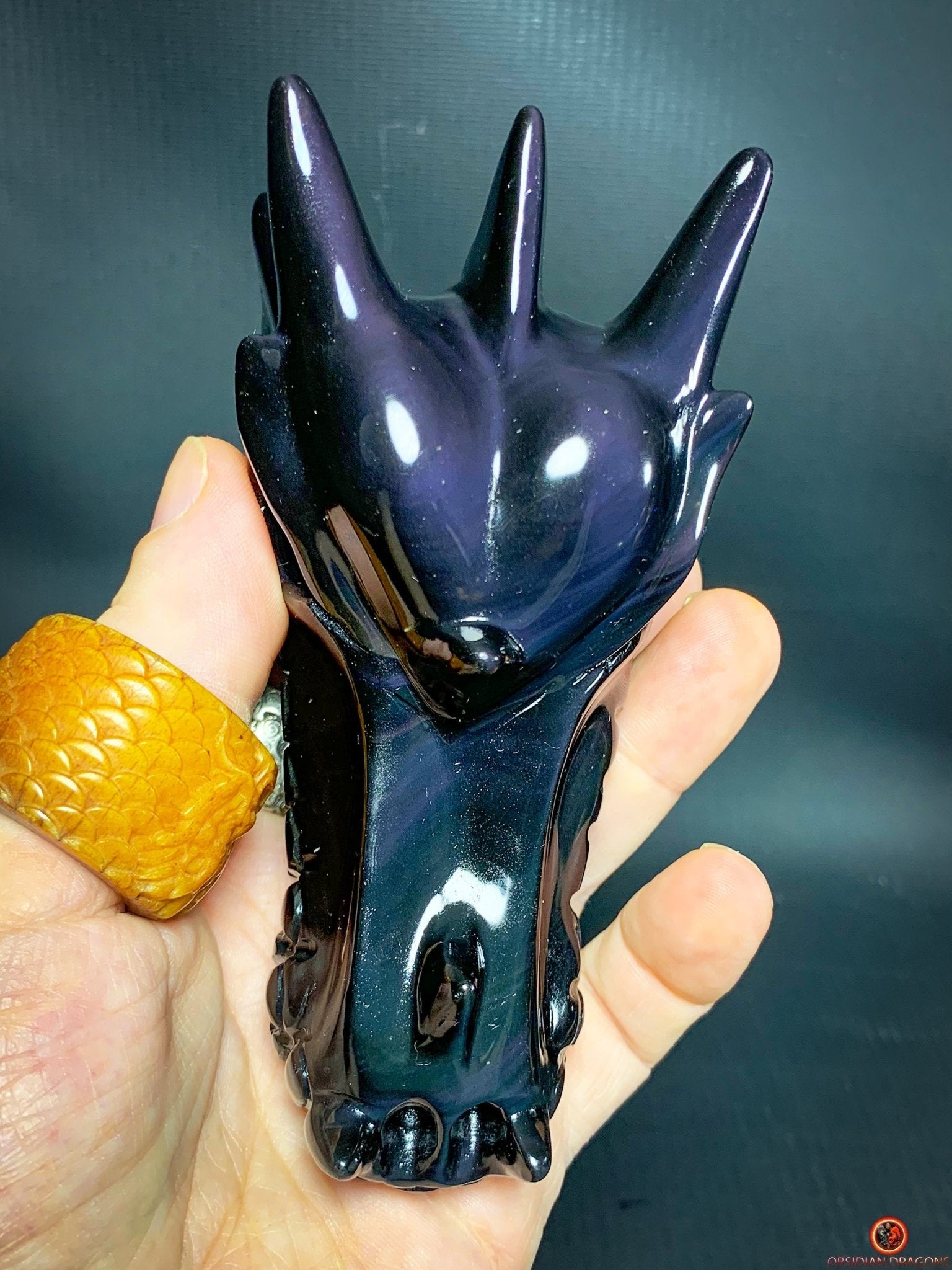 Crâne de Dragon en Obsidienne Œil Céleste - Éveil Astral | obsidian dragons