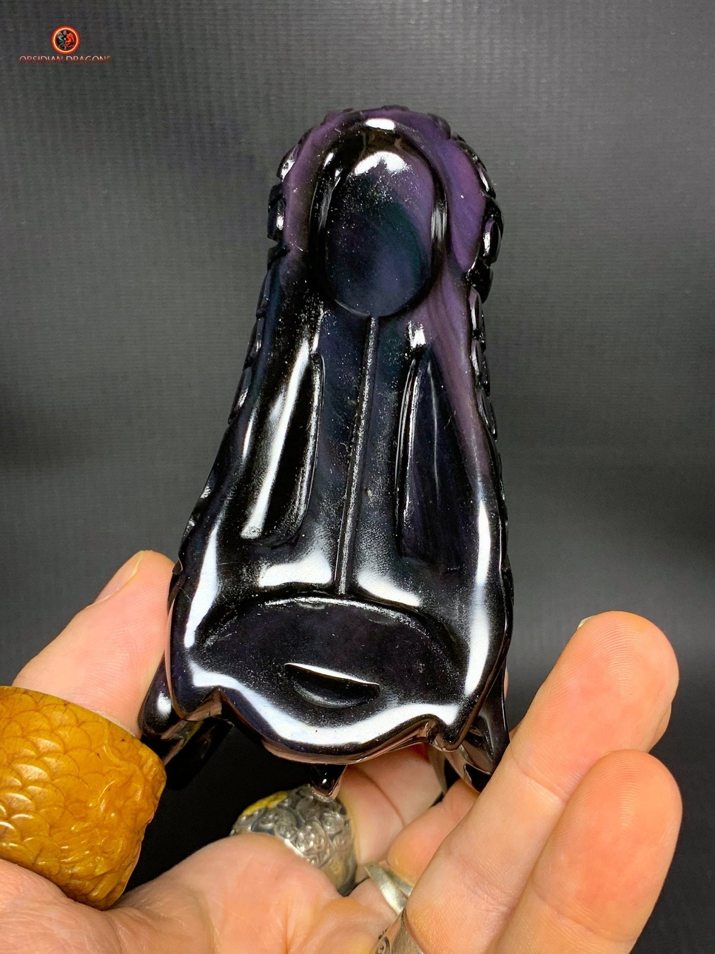 Crâne de Dragon en Obsidienne Œil Céleste - Éveil Astral