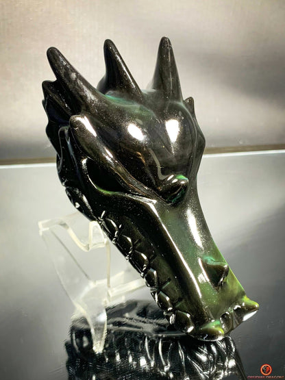 Crâne de Dragon en Obsidienne Œil Céleste – Éveil Intérieur | obsidian dragons