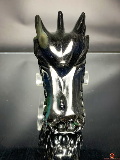Crâne de Dragon en Obsidienne Œil Céleste – Flamme Intérieure | obsidian dragons