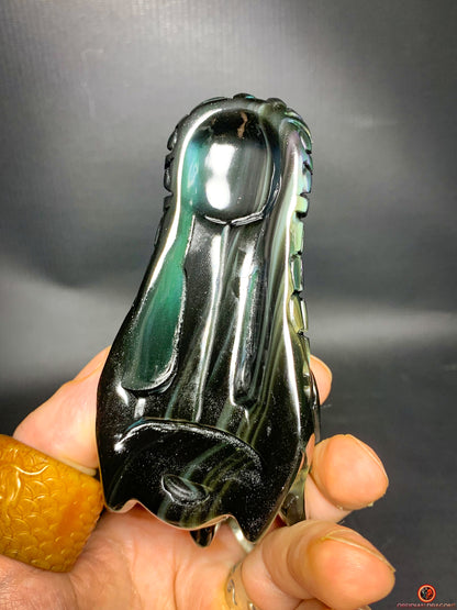 Crâne de Dragon en Obsidienne Œil Céleste – Flamme Intérieure | obsidian dragons