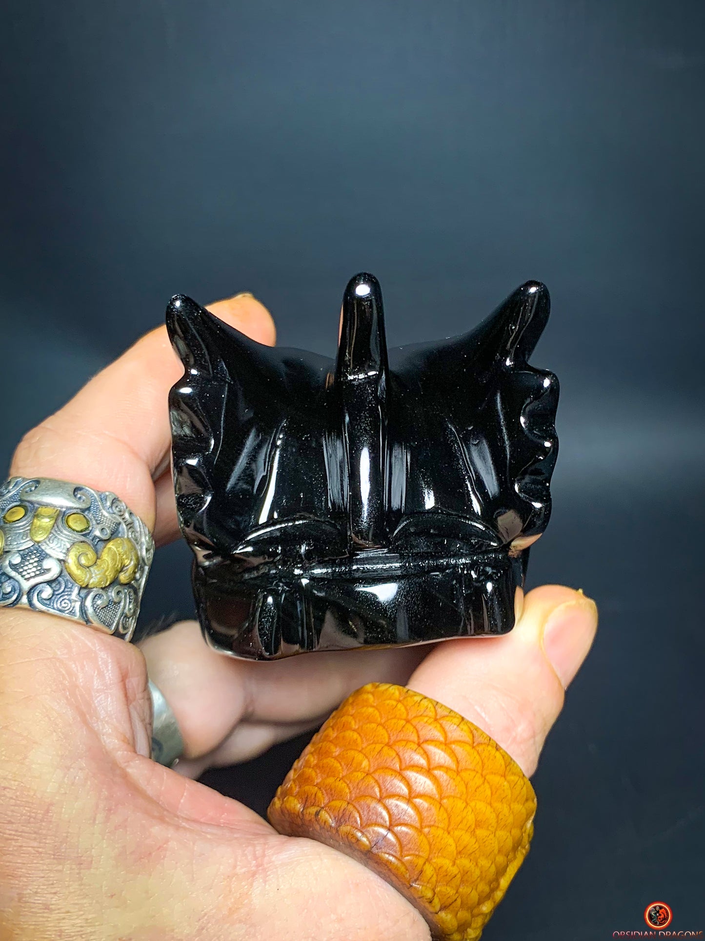 Crâne de Dragon en Obsidienne Œil Céleste – Flamme Intérieure