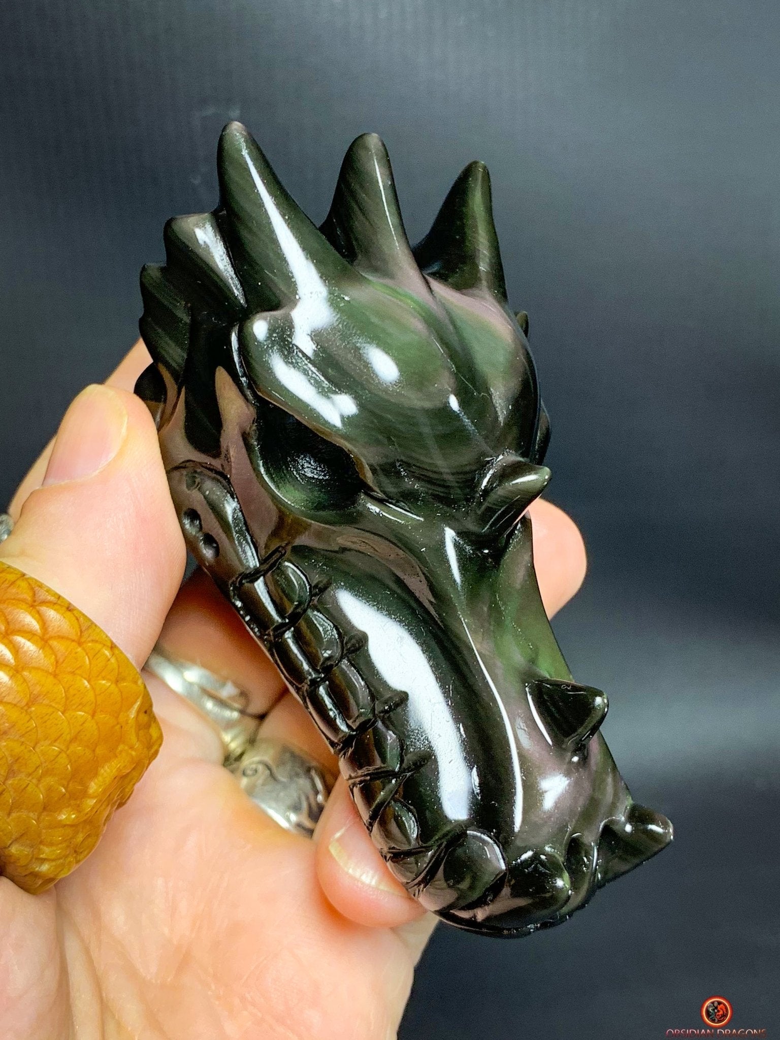Crâne de Dragon en Obsidienne Œil Céleste – Flamme Primordiale | obsidian dragons