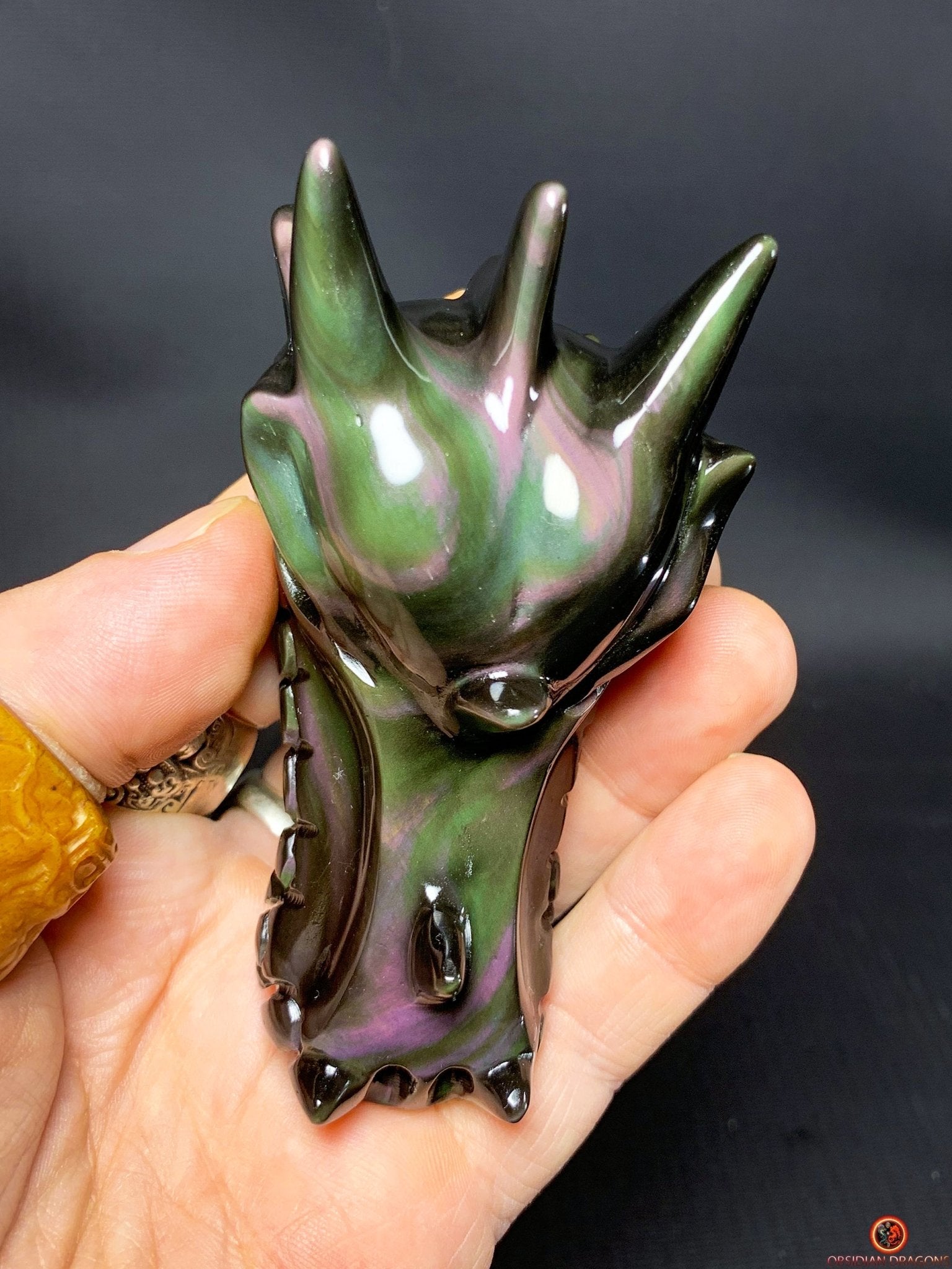 Crâne de Dragon en Obsidienne Œil Céleste – Flamme Primordiale | obsidian dragons