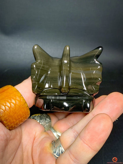 Crâne de Dragon en Obsidienne Œil Céleste - Gardien du Passage