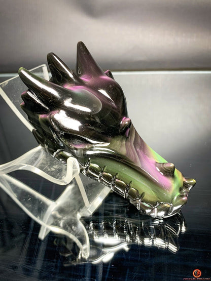 Crâne de Dragon en Obsidienne Œil Céleste – Ombres et Lumières | obsidian dragons