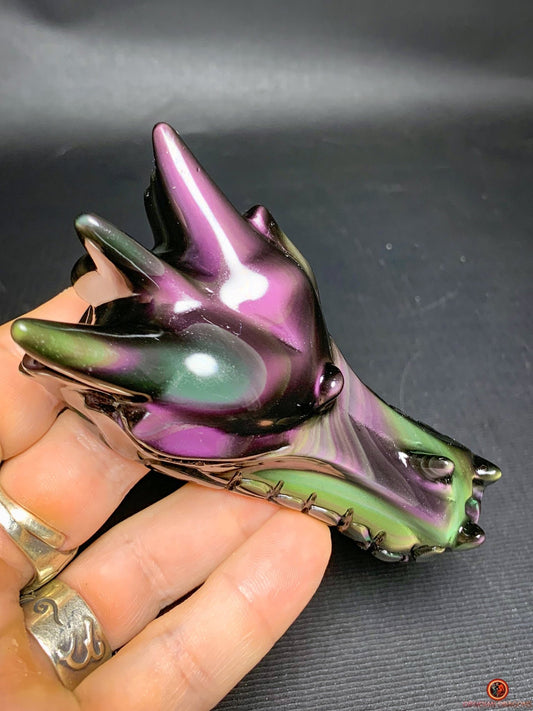 Crâne de Dragon en Obsidienne Œil Céleste – Ombres et Lumières | obsidian dragons
