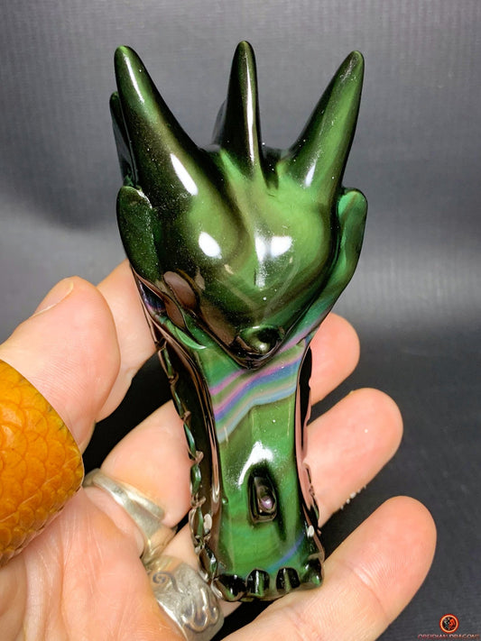 Crâne de Dragon en Obsidienne Œil Céleste – Reflet du Gardien | obsidian dragons