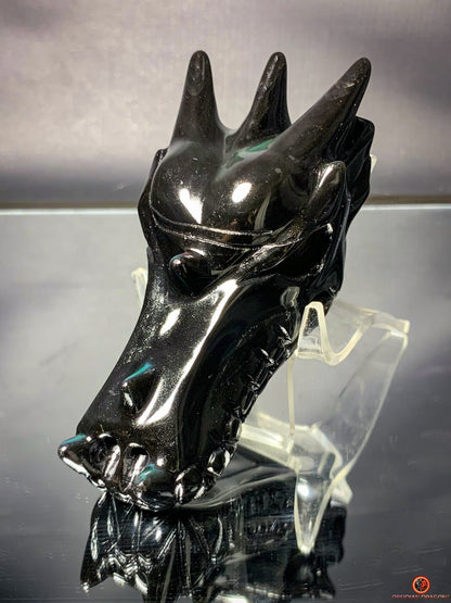 Crâne de Dragon en Obsidienne Œil Céleste - Sceau Sacré | obsidian dragons