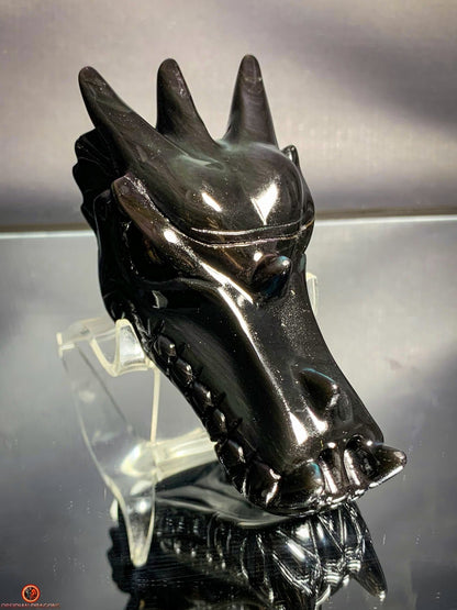 Crâne de Dragon en Obsidienne Œil Céleste - Sceau Sacré | obsidian dragons