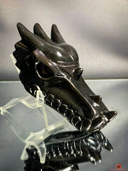 Crâne de Dragon en Obsidienne Œil Céleste - Sceau Sacré | obsidian dragons