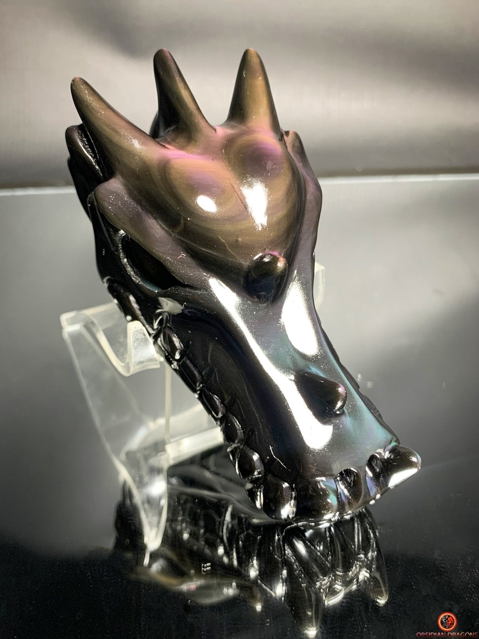 Crâne de Dragon en Obsidienne Œil Céleste – Souffle Éthérique | obsidian dragons