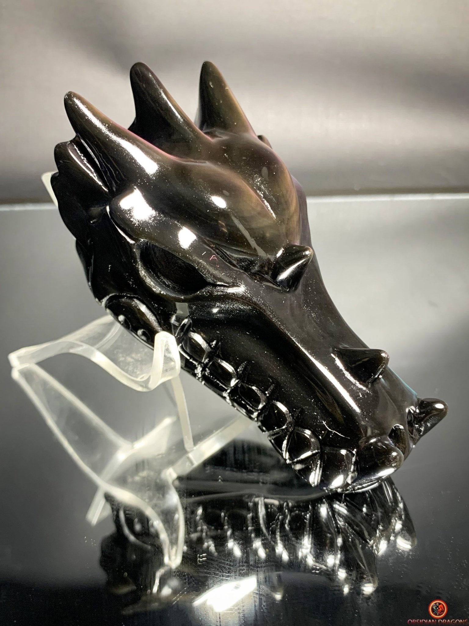 Crâne de Dragon en Obsidienne Œil Céleste – Souffle Éthérique | obsidian dragons