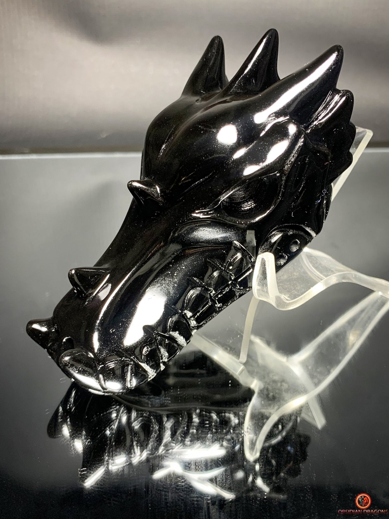 Crâne de Dragon en Obsidienne Œil Céleste – Souffle Éthérique | obsidian dragons
