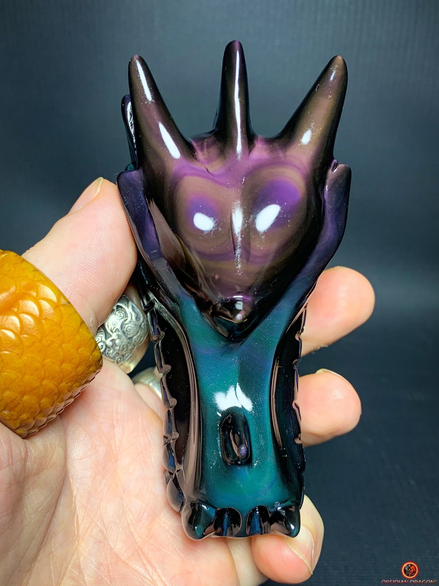 Crâne de Dragon en Obsidienne Œil Céleste – Souffle Éthérique | obsidian dragons